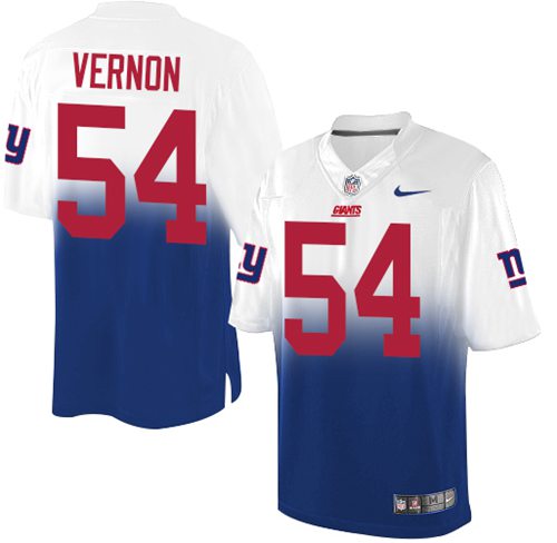 Nike Giants #54 Olivier Vernon Royal Blue/White Men's Stitched NFL Elite Fadeaway Fashion Jersey